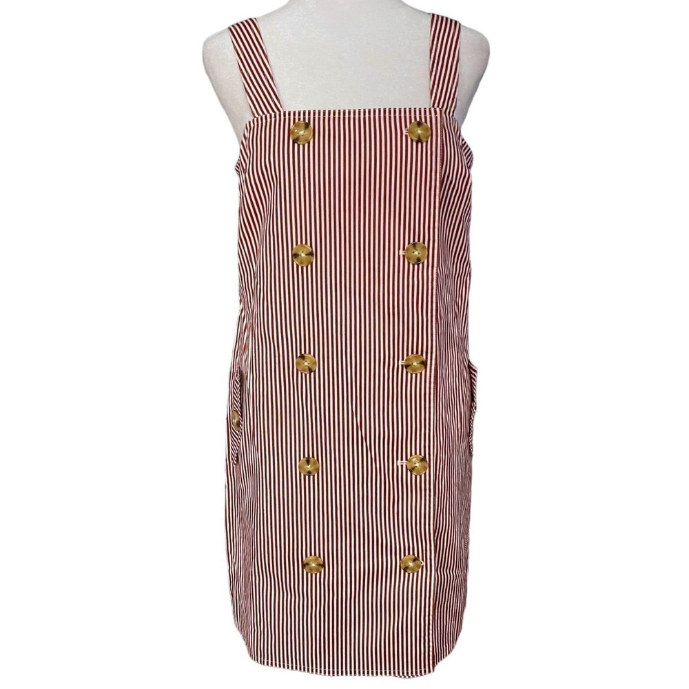 C/MEO Collective Revolve Follow Me Overall Dress Red PinStriped Cotton Size M